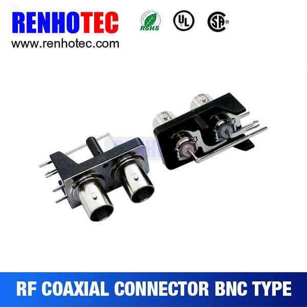right angle two bnc female connectors with plastic